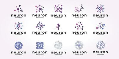 neuron logo design bundle, dna illustration vector set, atom icon emblem bundle