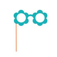 Carnival party mask. Flower eyeglasses on stick. vector