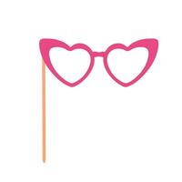 Carnival party mask. Heart glasses on stick. vector