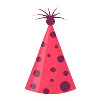 Party hat. Cute birthday cone cap in bright colors. Festive paper cap isolated on white background. vector