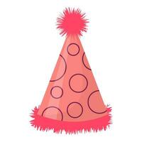 Party hat. Cute birthday cone cap in bright colors. Festive paper cap isolated on white background. vector