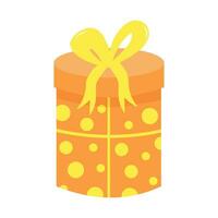 Gift box with ribbon and bow. Present isolated on white background. vector