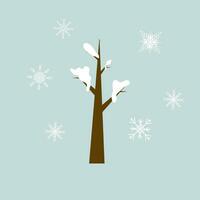 white Chistmas tree and snow flakes on light blue background, used for spring concepts vector