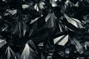 AI generated Macro shot of a group of faceted diamonds on black background, Abstract black crystal background, 3D render, AI Generated photo