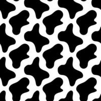 Vector design of cow skin seamless pattern with smooth black and white texture, can be used for fabrics, textiles, wrapping paper, tablecloths, curtain fabrics, clothing etc. Flat illustration.