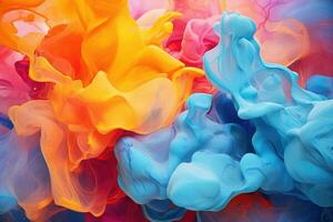 AI generated abstract background of multicolored ink in water close-up, Abstract colorful background, Liquid paint, AI Generated photo