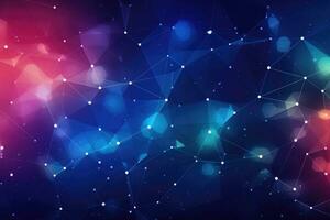 AI generated Abstract technology background with connecting dots and lines. 3D Rendering, Abstract polygonal vector science background with interconnected dots and lines, AI Generated photo