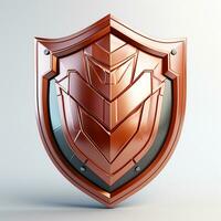 AI generated 3d shield white background photo