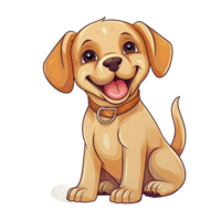 ai gegenereerd gelukkig puppy icoon met kwispelen staart, aanbiddelijk huisdier, schattig hond - speels hond, blij hond, glimlachen harig vriend PNG