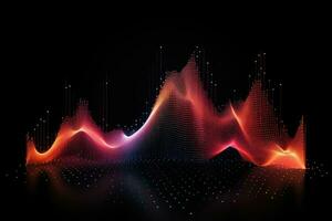 AI generated abstract background with sound wave. Vector illustration. Eps 10, Abstract data wave points 3D graph combination, AI Generated photo