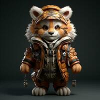 AI generated 3d tiger wearing clothes photo