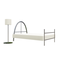 3 D illustration of iron bed and lamp png