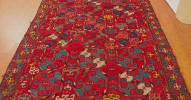 Samarkand carpet is handmade, made according to ancient classical technologies. It is covered with national patterns and ornaments. video