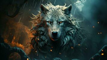 AI generated amazing wolf wallpaper photo