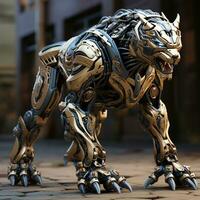 AI generated 3d robot panther photo