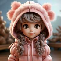 AI generated 3d Baby girl beautifull photo