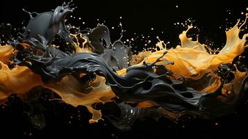 AI generated black paint splash background photo