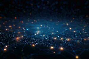 AI generated Abstract network connection on dark blue background. 3d rendering toned image, Abstract digital background with binary code flowing through a network of interconnected nodes, AI Generated photo
