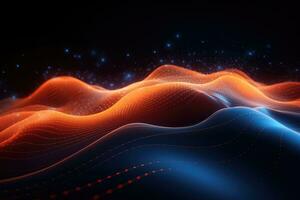 AI generated 3d illustration of abstract digital background with flowing particles. Futuristic wave design, Abstract digital background featuring flowing waves and data points, AI Generated photo