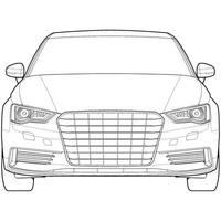 car outline blueprint vector. front view car with line art style. isolated car vector art. hand drawn car vector.