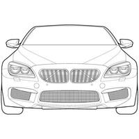 car outline blueprint vector. front view car with line art style. isolated car vector art. hand drawn car vector.