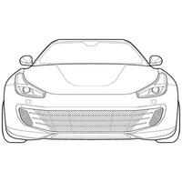 car outline blueprint vector. front view car with line art style. isolated car vector art. hand drawn car vector.