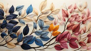 AI generated Colorful leaves on white background,This stunning close-up photo of colorful autumn leaves on a white background is a celebration of the beauty of nature.