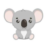 Cute baby koala in cartoon style. Vector animal isolated on white background.