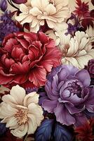 AI generated A close-up of a bouquet of red and yellow roses reveals the delicate petals and vibrant colors of each flower. The bouquet is arranged in a way that highlights the beauty photo