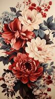 AI generated A bouquet of red, white, and blue flowers is arranged on a white background in a way that creates a sense of harmony and balance. The vibrant colors of the flowers are eye-catching photo