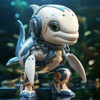 AI generated 3D dolphin cartoon robot photo