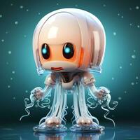 AI generated 3D jellyfish cartoon robot photo