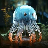 AI generated 3D jellyfish cartoon robot photo