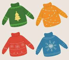 Vector collection of ugly sweaters, hand drawn cartoon sweater