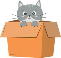 vector linda gris gato en caja aislado en blanco antecedentes