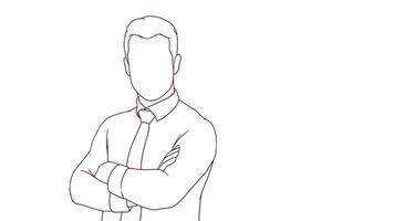 succesfull businessman with crossed arms, hand drawn style vector illustration