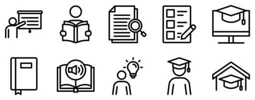 learning line style icon set collection vector