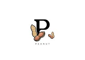 PEANUT FRUIT Vector, Great combination of Peanut Fruit symbol with letter P vector