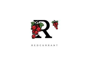 REDCURRANT FRUIT Vector, Great combination of Redcurrant Fruit symbol with letter R vector