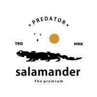 vintage retro hipster salamander logo vector outline silhouette art icon