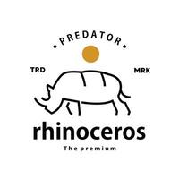 vintage retro hipster rhinoceros logo vector outline monoline art icon