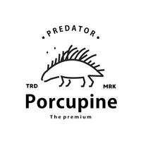 vintage retro hipster porcupine logo vector outline monoline art icon