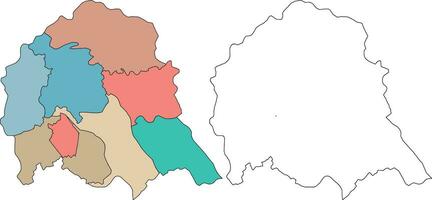 distrito de bulandshahr en el norte indio estado de uttar pradesh, república de India. vector mapa con lleno área, y carrera contorno área.