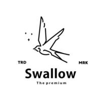 vintage retro hipster swallow logo vector outline monoline art icon