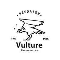 vintage retro hipster vulture logo vector outline monoline art icon