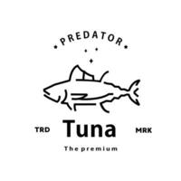 vintage retro hipster tuna logo vector outline monoline art icon