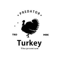 vintage retro hipster turkey logo vector outline silhouette art icon