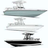 lado ver pescar barco vector para camiseta