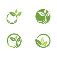 logotipos de la ecología de la hoja del árbol verde vector