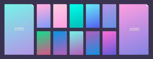 Soft pastel gradient smooth and vibrant color background set for devices vector